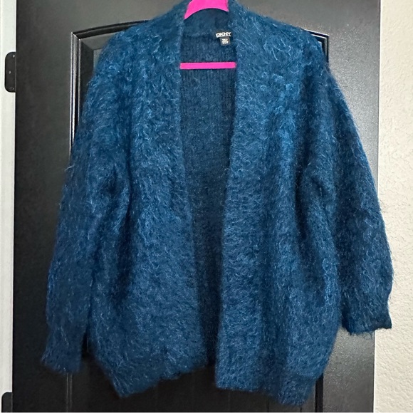 DKNY Textured Blue Cardigan - Picture 1 of 9